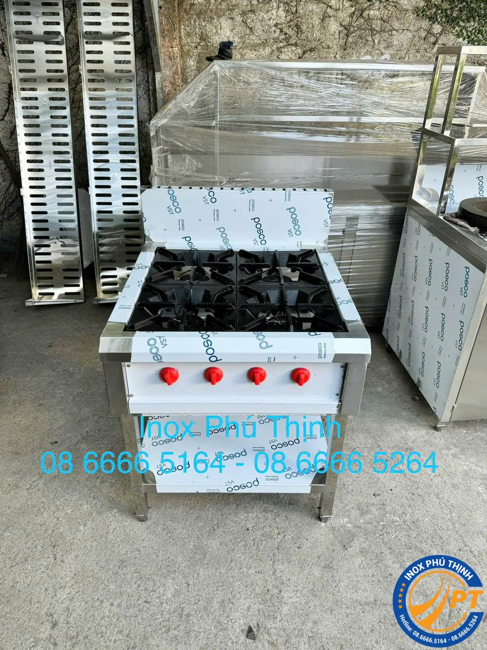 BẾP ÂU INOX 4 HỌNG CHÂN ĐỨNG