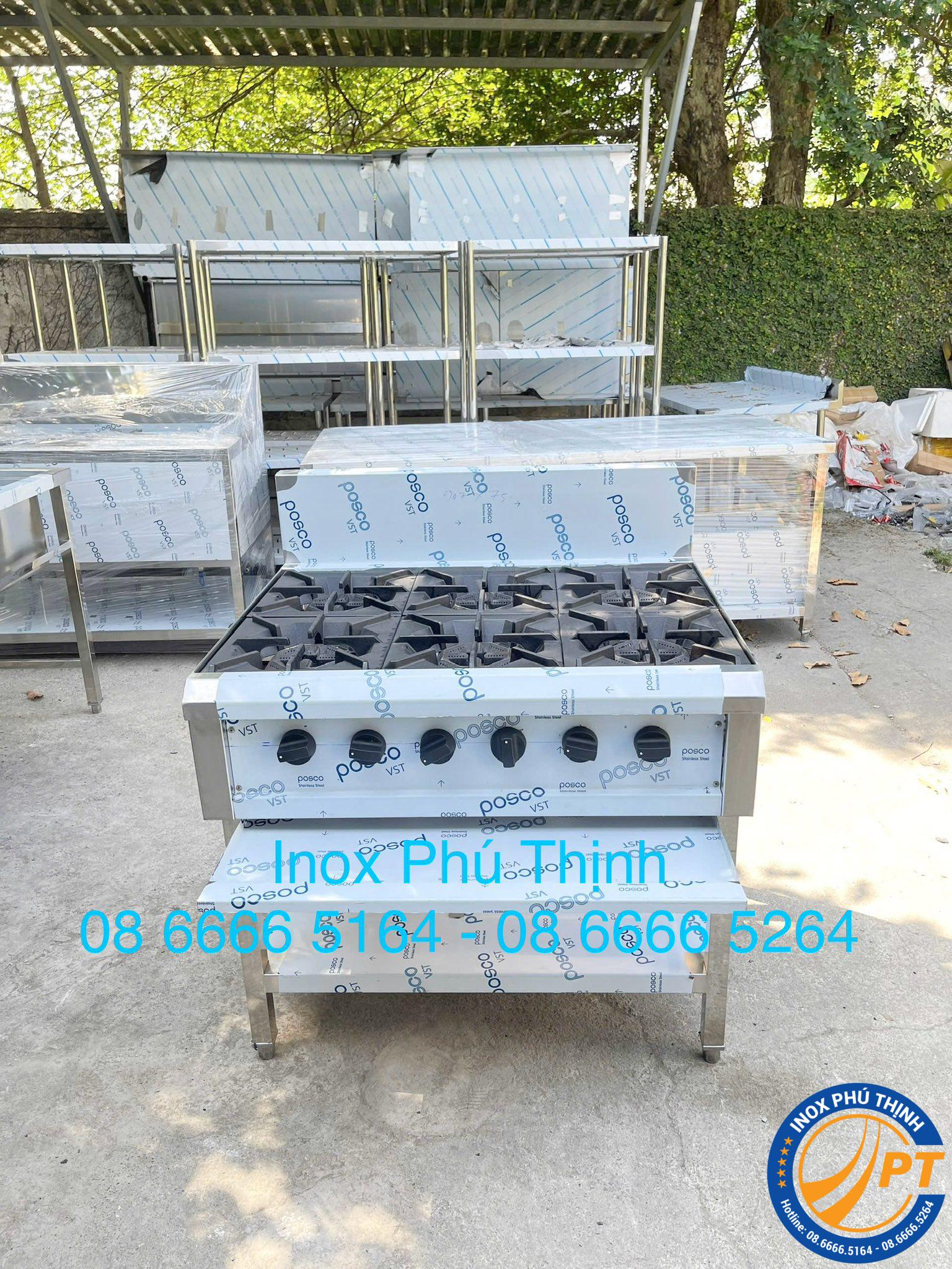 BẾP ÂU INOX 6 HỌNG ĐỐT CHÂN ĐỨNG